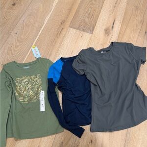 Cat & Jack Green, Navy, and Gray Long Sleeve Tees